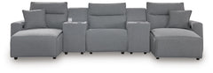 Modmax II - 5-Piece Power Reclining Sectional With Double Chaise, Power Armless Recliner And 2 Consoles - Salt And Pepper - Next-Gen Nuvella