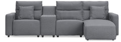 Modmax II - 4-Piece Power Reclining Sectional With RAF Press Back Power Chaise And Console - Salt And Pepper - Next-Gen Nuvella