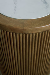 Camdill - Round End Table - Light Brown / White
