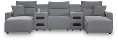 Modmax II - 5-Piece Power Reclining Sectional With Double Chaise And 2 Audio Consoles - Salt And Pepper - Next-Gen Nuvella