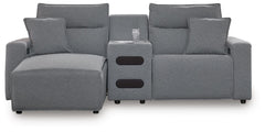 Modmax II - 3-Piece Power Reclining Sectional With LAF Press Back Power Chaise And Audio Console - Salt And Pepper - Next-Gen Nuvella