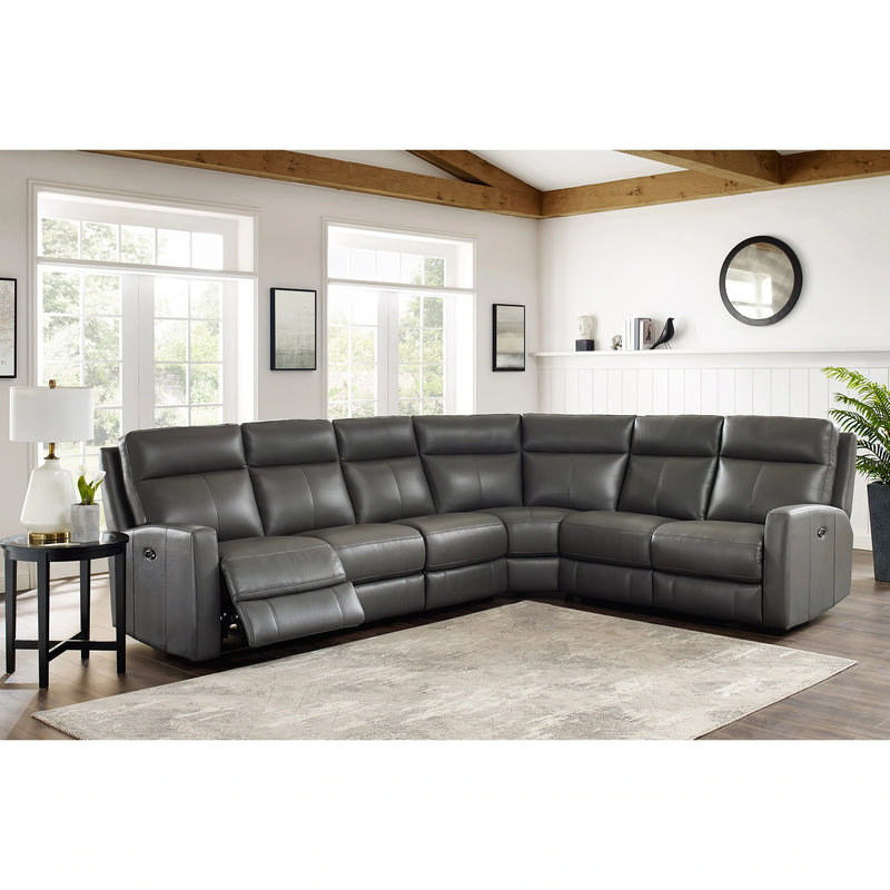 Modena Top Grain Leather Power Reclining Sectional Home Style