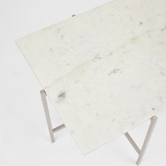 Ida White Marble Top Coffee Table: Silver Frame
