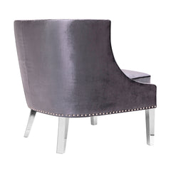 Lucy Charcoal Velvet Steel Chair