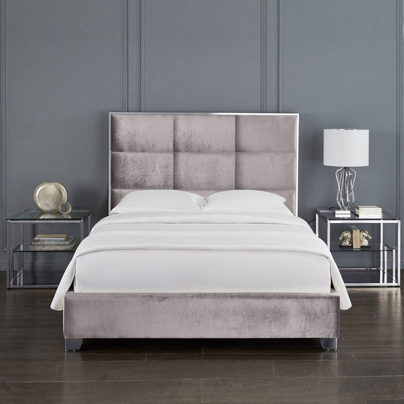 Blair Grey Velvet Queen Bed