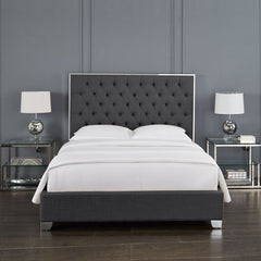 Kroma Grey Fabric Queen Bed