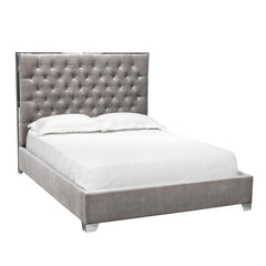 Kroma Grey Velvet King Bed