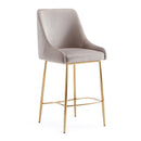 Victoria Counter Stool: Taupe Velvet and Gold