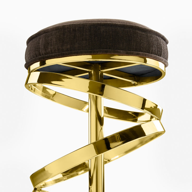Glam Bar Stool: Java-Chocolate Polished Gold Frame